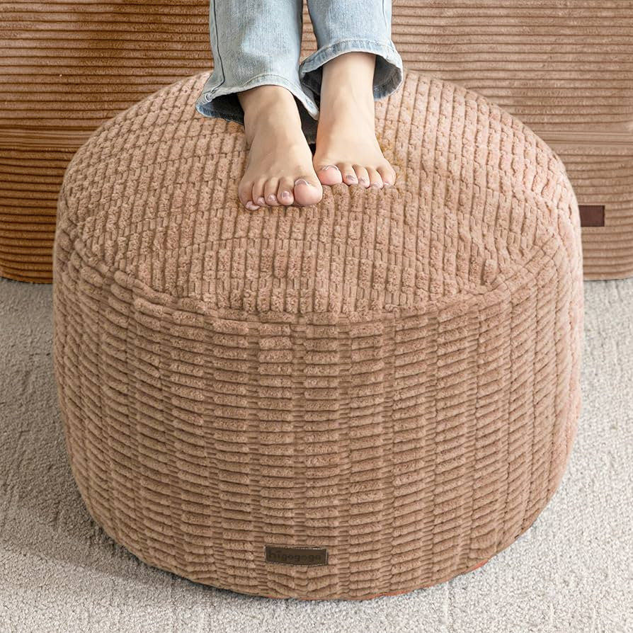 HIGOGOGO Pouf Ottoman Stuffed Round Modern Foam Filled Foot Rest Poufs for Living Room Chair Deco... | Amazon (US)