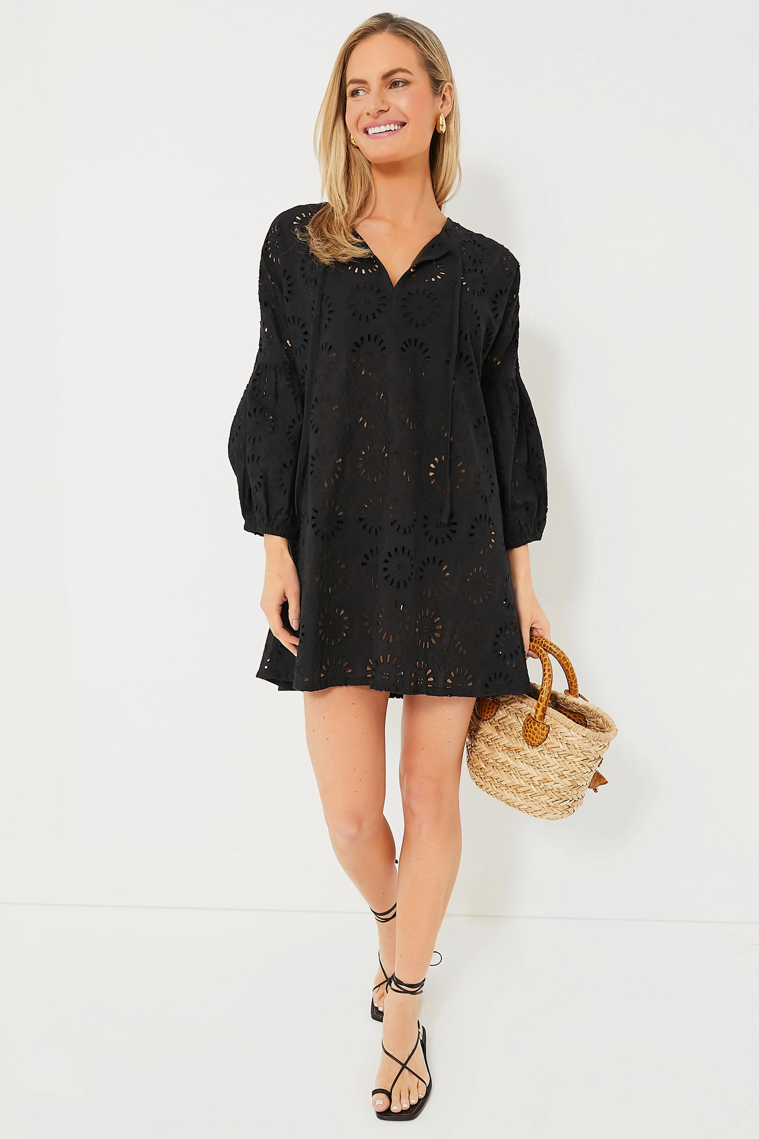 Noir Eyelet Cleo Mini Coverup | Tuckernuck (US)