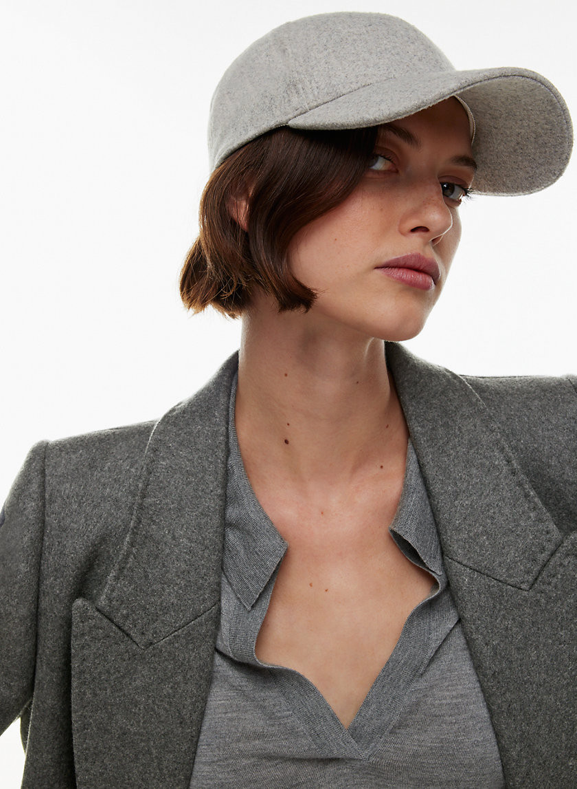 Aritzia Babaton Premier Baseball Hat in Heather Chrome | Polyester/Viscose/Wool | Aritzia