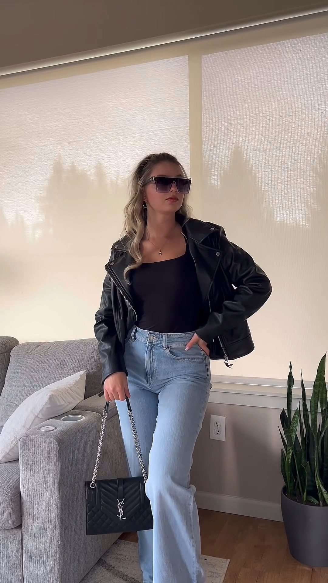 H&M haul! Here are my new Fall favorites. This trendy moto jacket. Amazing quality for the price. This long sleeve sculpting too the neckline seems like square while also hiding your bra straps. These jeans are my new favorites! They are wide leg and are so flattering on ✨🥰

#LTKSeasonal #LTKVideo #LTKstyletip