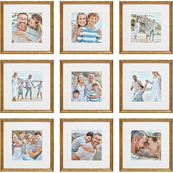 Sheffield Home 9 Piece Gallery Wall Frame Set, 12x12 Inch, Beaded Antique Bronze | Amazon (US)