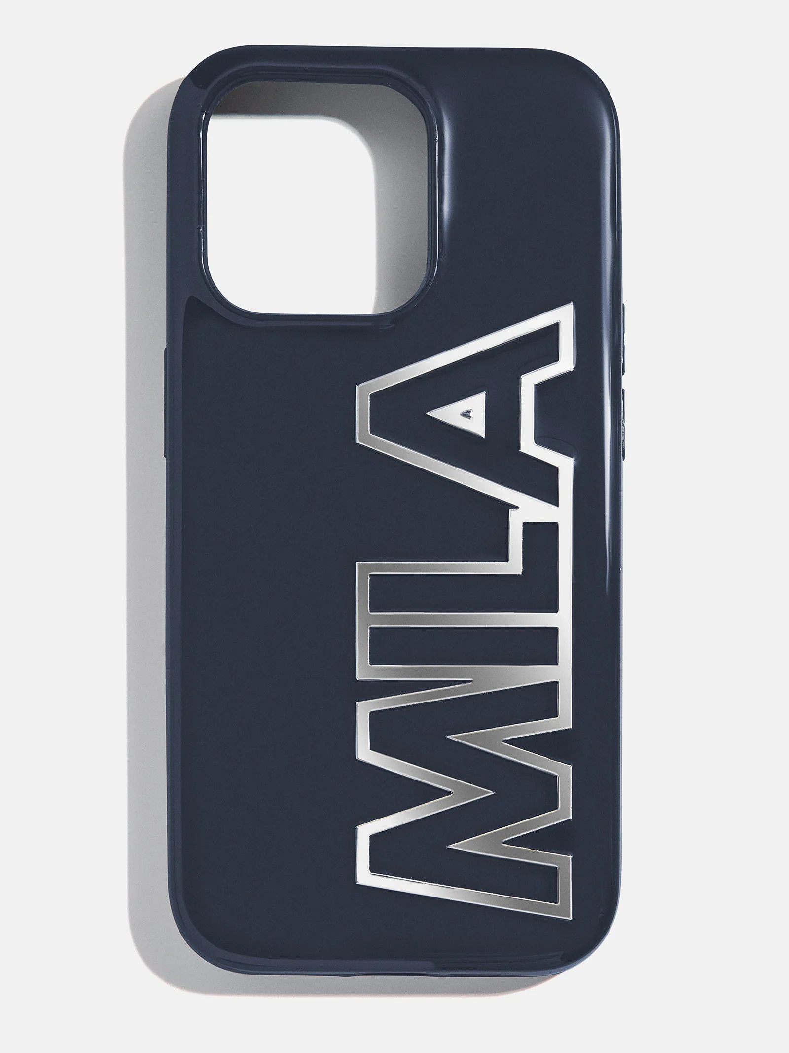Chrome Custom iPhone Case - Navy/Chrome Silver | BaubleBar (US)