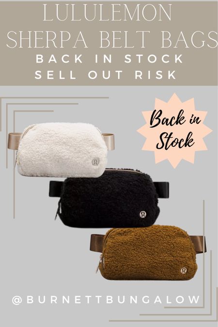 Lululemon Sherpa belt bags are back in stock! New colors also available. Sell out risk!

#beltbags #lulubeltbags #sherpabeltbags #fannypacks #lululemonbeltbags #giftforher 

#LTKGiftGuide #LTKunder50 #LTKitbag