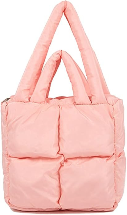 Women Padded Shoulder Bag Luxury Check Tote Bag Soft Pillow Handbag Quilted Puffy High Capacity U... | Amazon (US)
