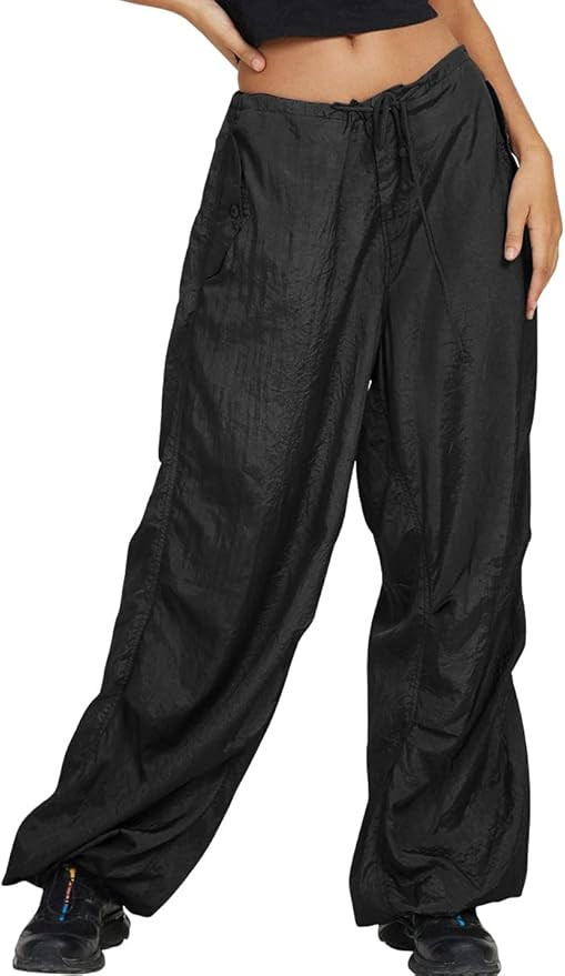 AUTOMET Cargo Pants Women Baggy y2k Pants Drawstring Parachute Pants Low Waist Hippie Pants Casua... | Amazon (US)