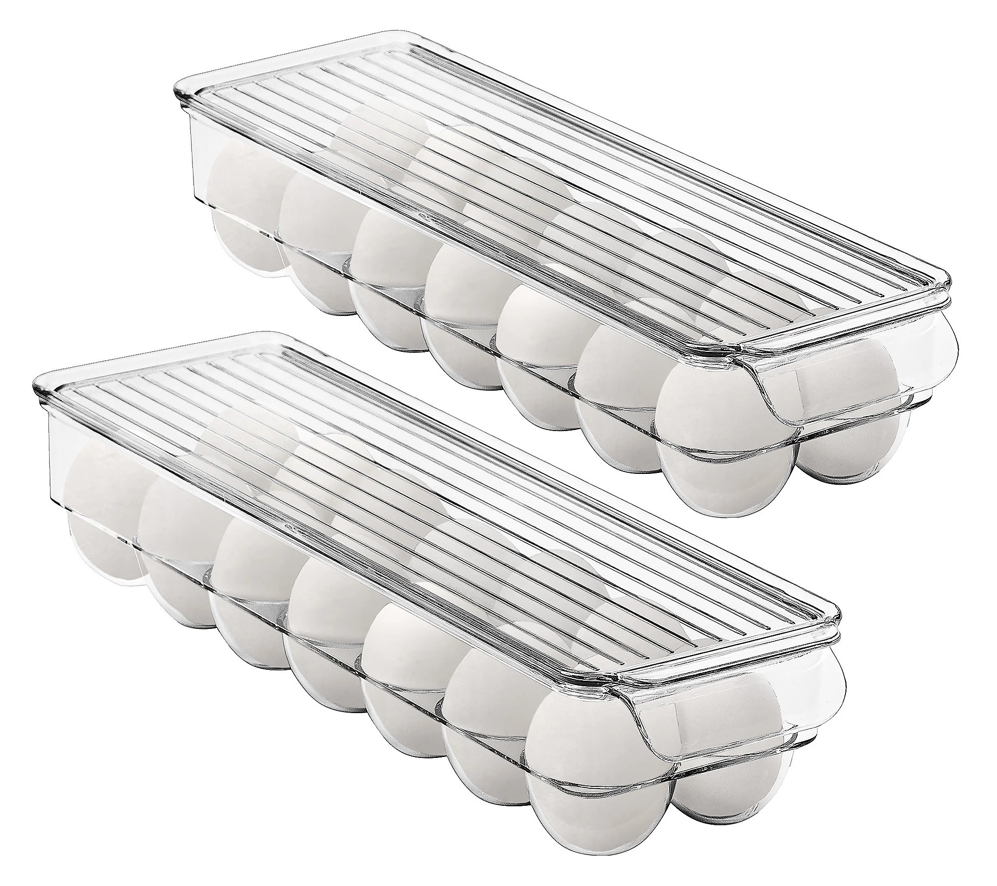 Sorbus 2-Pack Clear Plastic Egg Holder Set with Lids - 28 Eggs | QVC