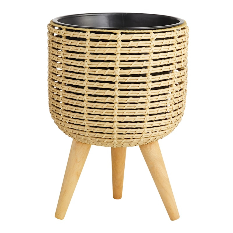 Brown Polyrattan Planter Stand, 16.9" | At Home