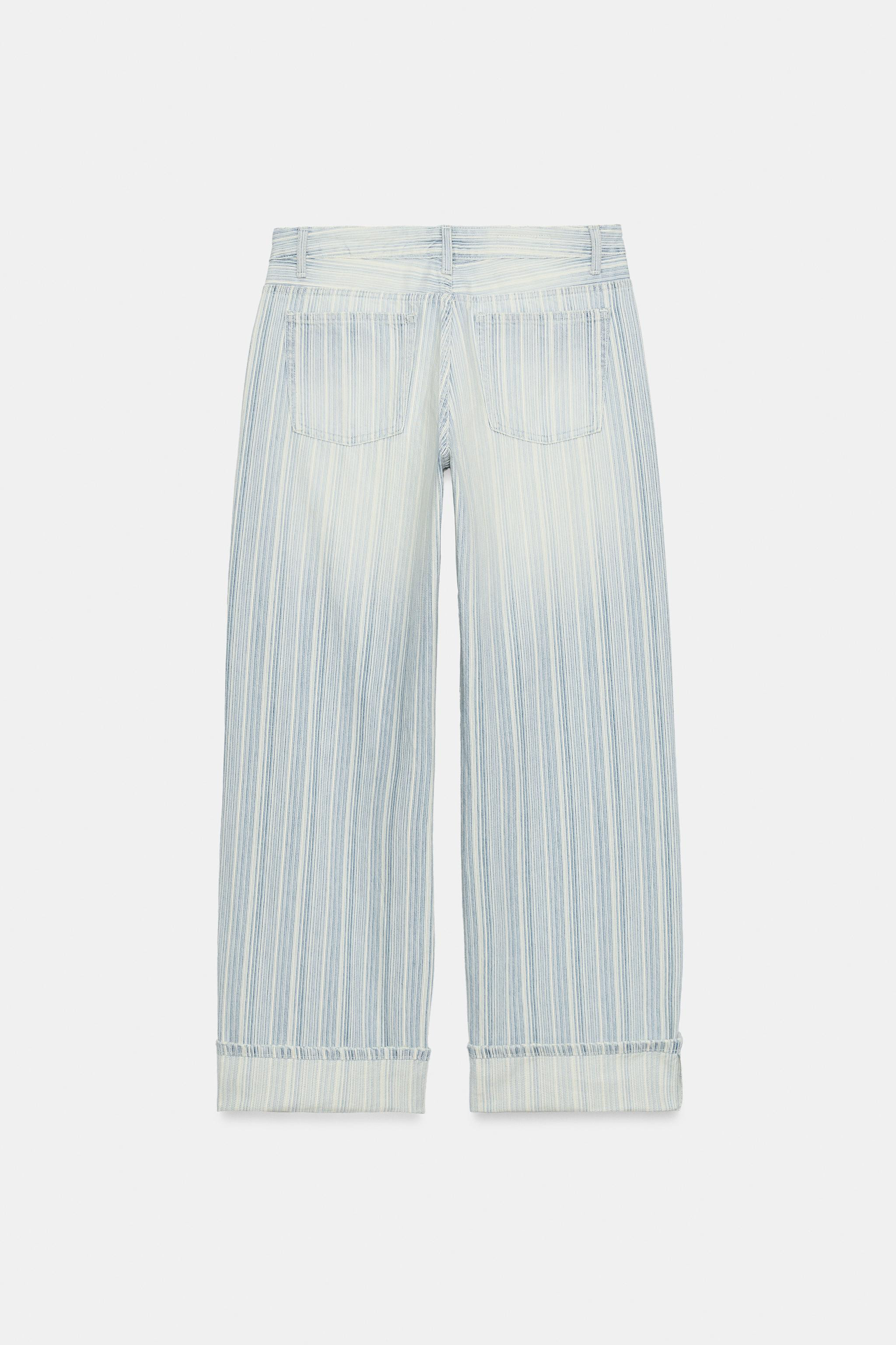 TRF LOW RISE STRIPED FOLDED LOOSE JEANS | Zara US