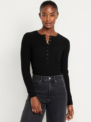 Fitted Plush Henley T-Shirt | Old Navy (US)