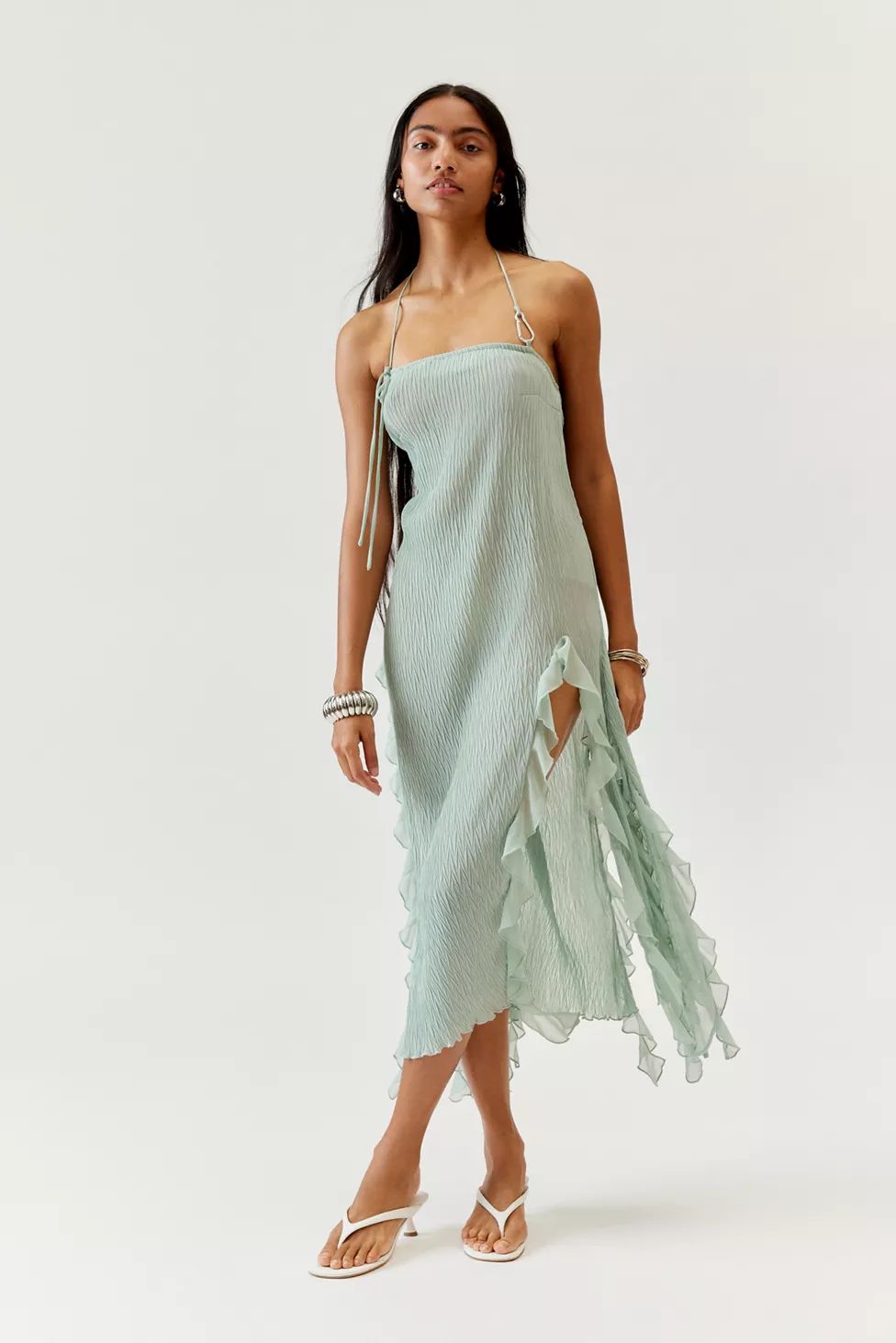 Basic Pleasure Mode Lithium Ruffle Slip Dress | Urban Outfitters (US and RoW)