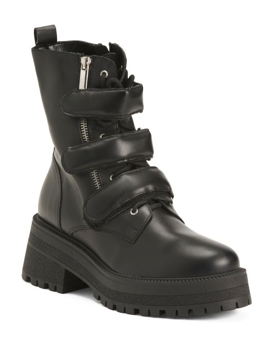 Leather Emmet Lace Up Lug Sole Boots | TJ Maxx