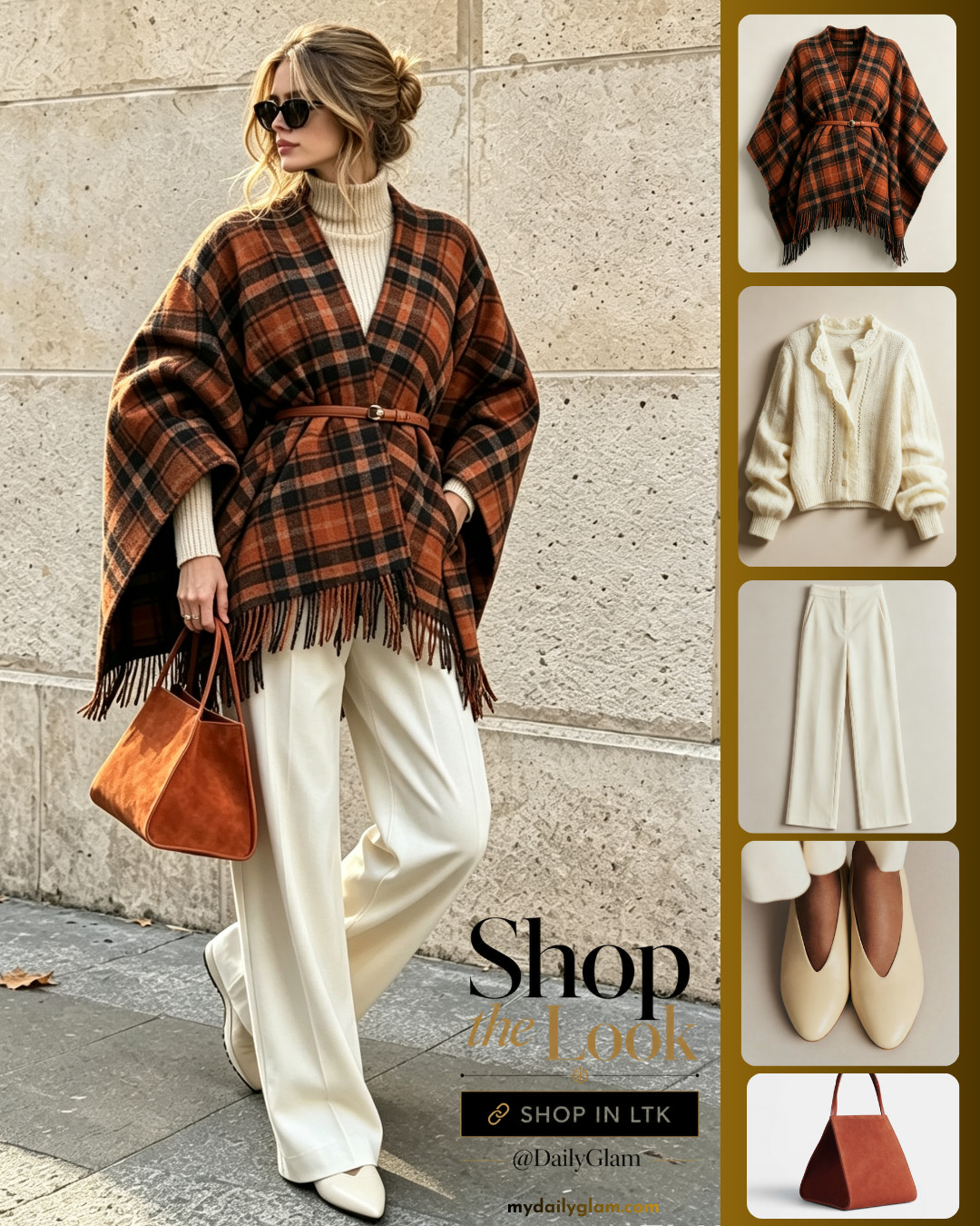 Cozy Fall Plaid Cape Outfit | Chic Neutral Wide Leg Trousers‘

#PlaidCape #FallOuterwear #NeutralOutfit #AutumnOOTD #BeltedCape #ChicFall #WoolCape 

 #LTKootd #LTKOver40 #LTKWorkwear