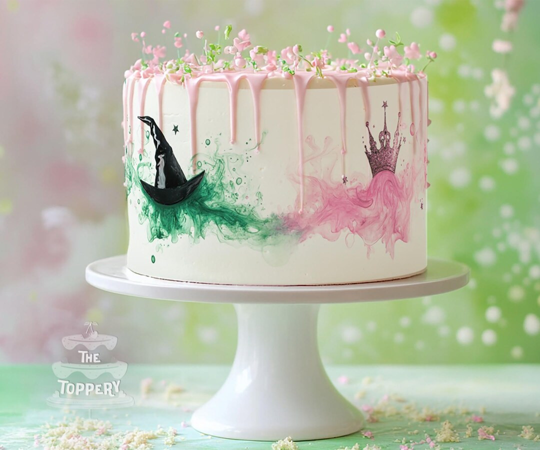 Good Witch Bad Witch - Edible Cake Wraps Strips - ICING Image Birthday Decoration Pink Green Witc... | Etsy (US)
