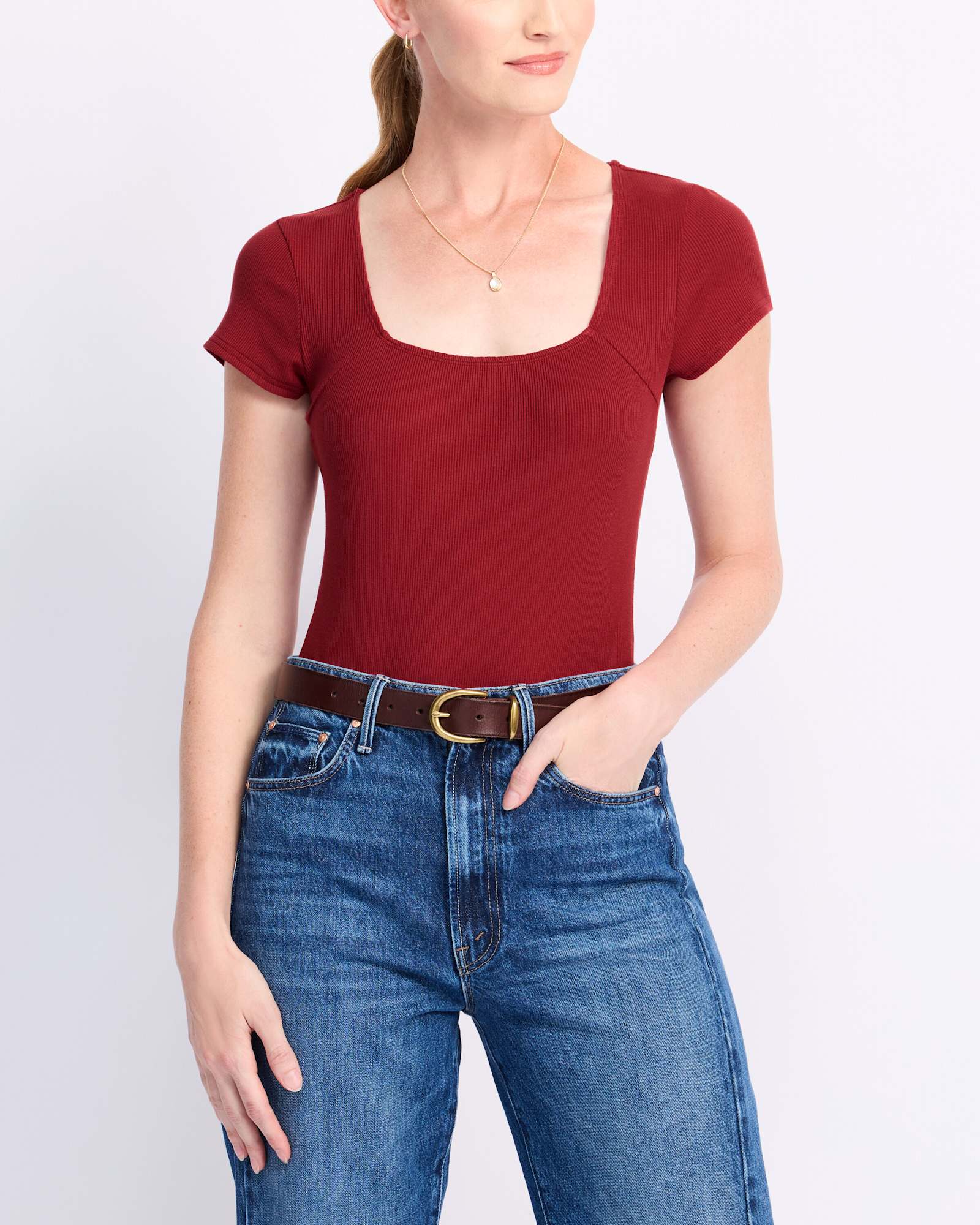 Madisol Square Neck Knit Bodysuit | Stitch Fix
