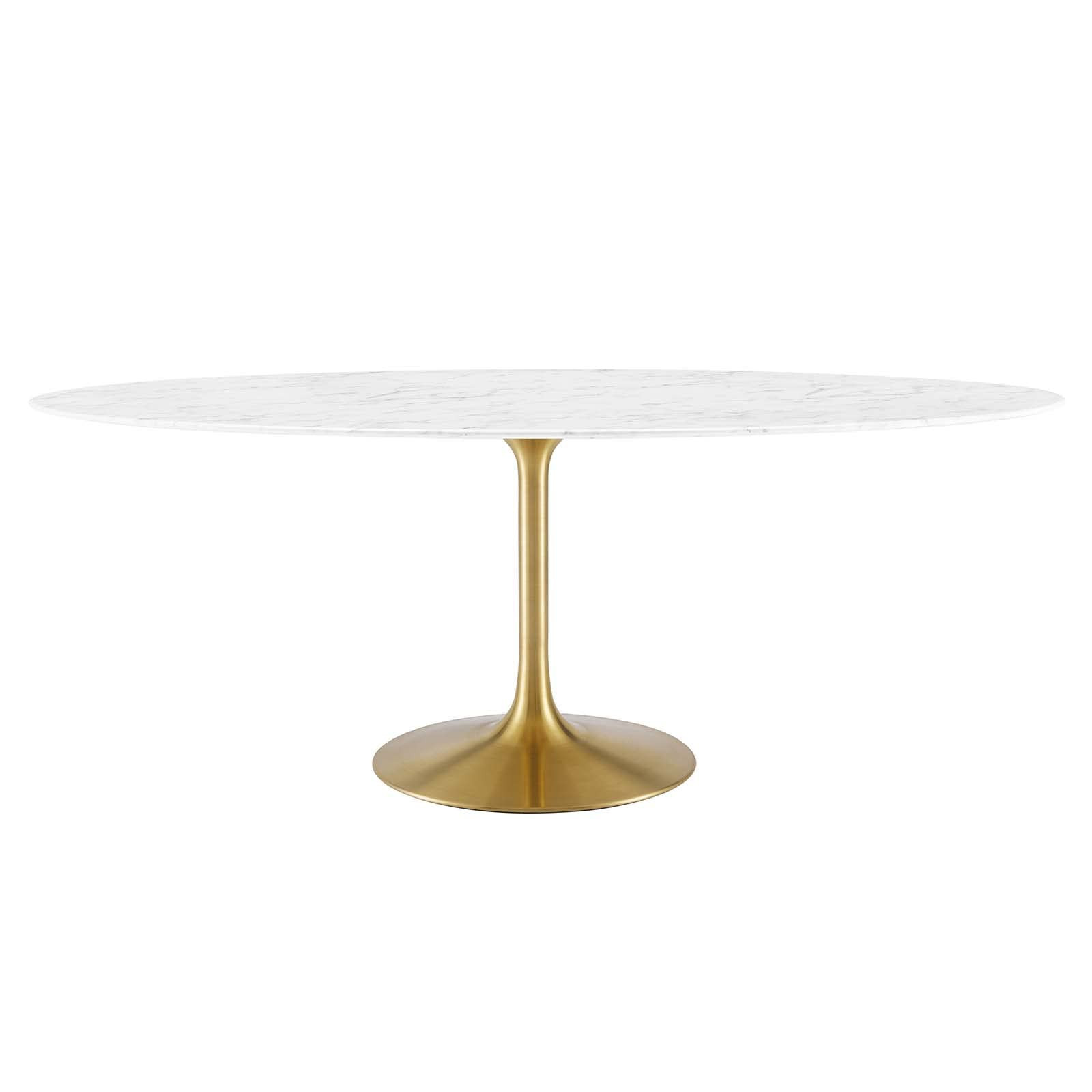 Modway Lippa 78" Oval-Shaped Mid-Century Modern Dining Table with Artificial Marble Top and Gold ... | Amazon (US)