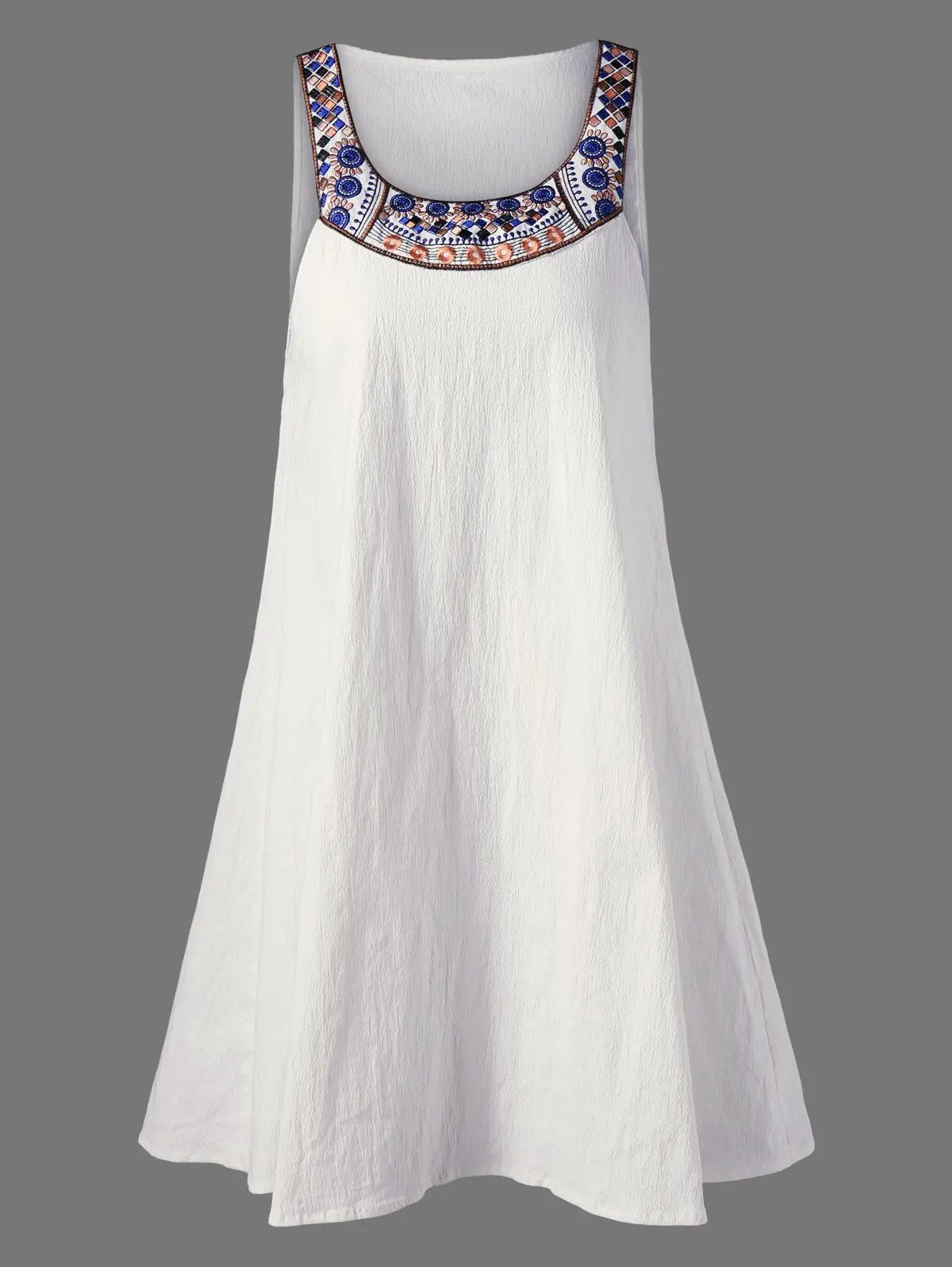 Embroidered Sleeveless Tent Dress | Rosegal US