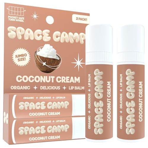 Space Camp Wellness Jumbo Lip Balm - Coconut Cream Organic Flavored Balm (2 Pack) | Amazon (US)
