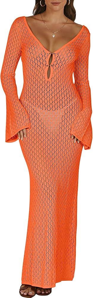 ANRABESS Women Swimsuit Swim Crochet Cover Up Knit Bathing Suit Swimwear 2026 Summer Bodycon Beac... | Amazon (US)