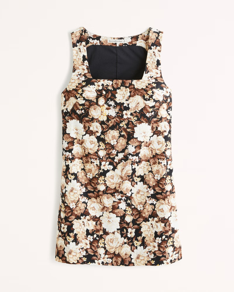 Linen-Blend Wide Strap Mini Dress | Abercrombie & Fitch (US)