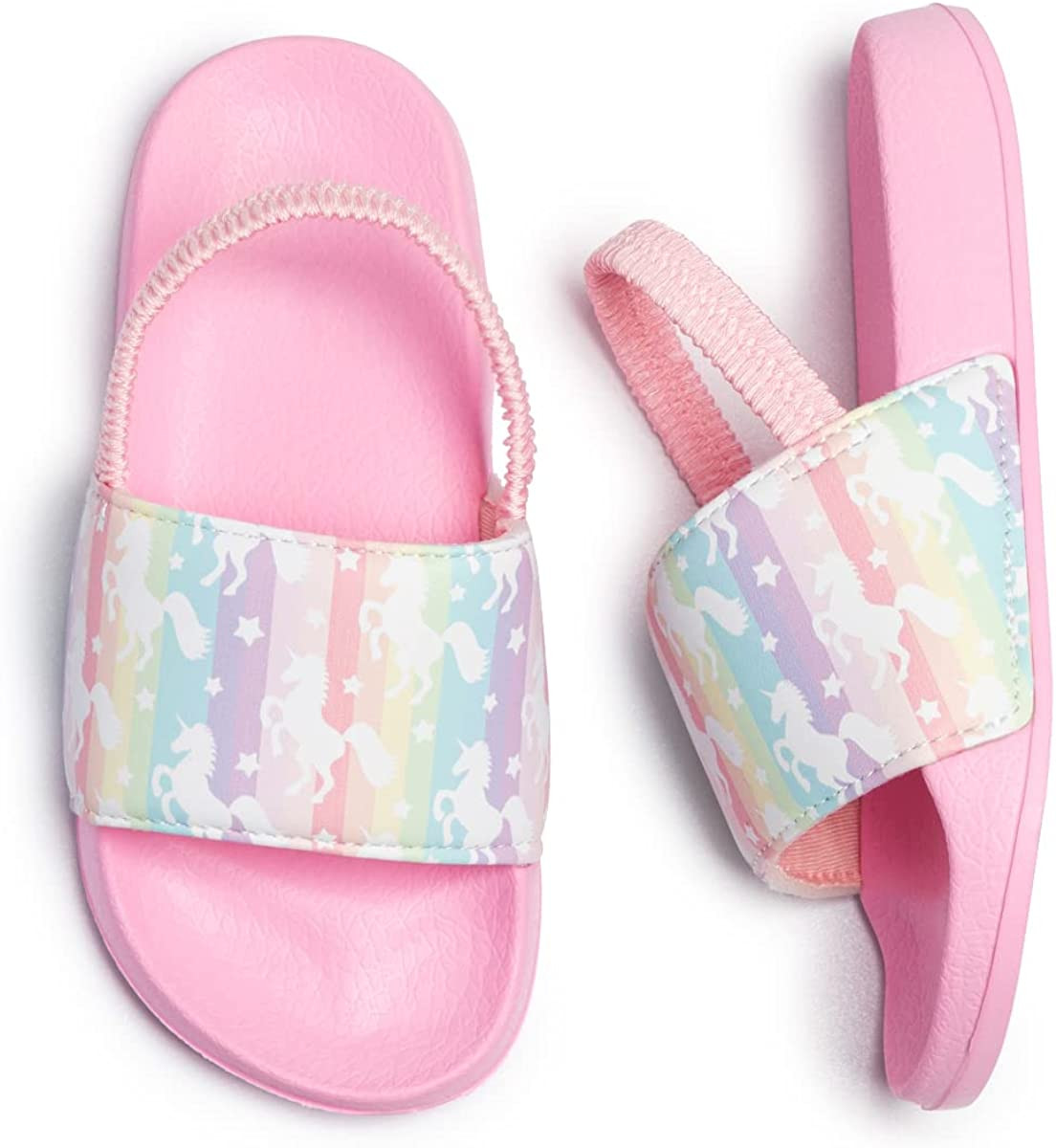 QWZNDZGR Toddler Girl Summer Beach Sandals Open Toe Slip-On Shoes Swim Pool Slides with Elastic B... | Walmart (US)