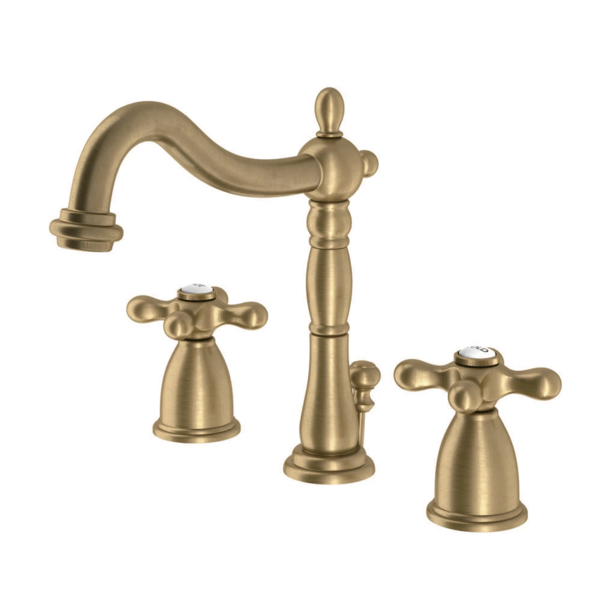 Kingston Brass Heritage Two-Handle 3-Hole Deck Mount Widespread Bathroom Faucet with Pop-Up Drain | Birch Lane