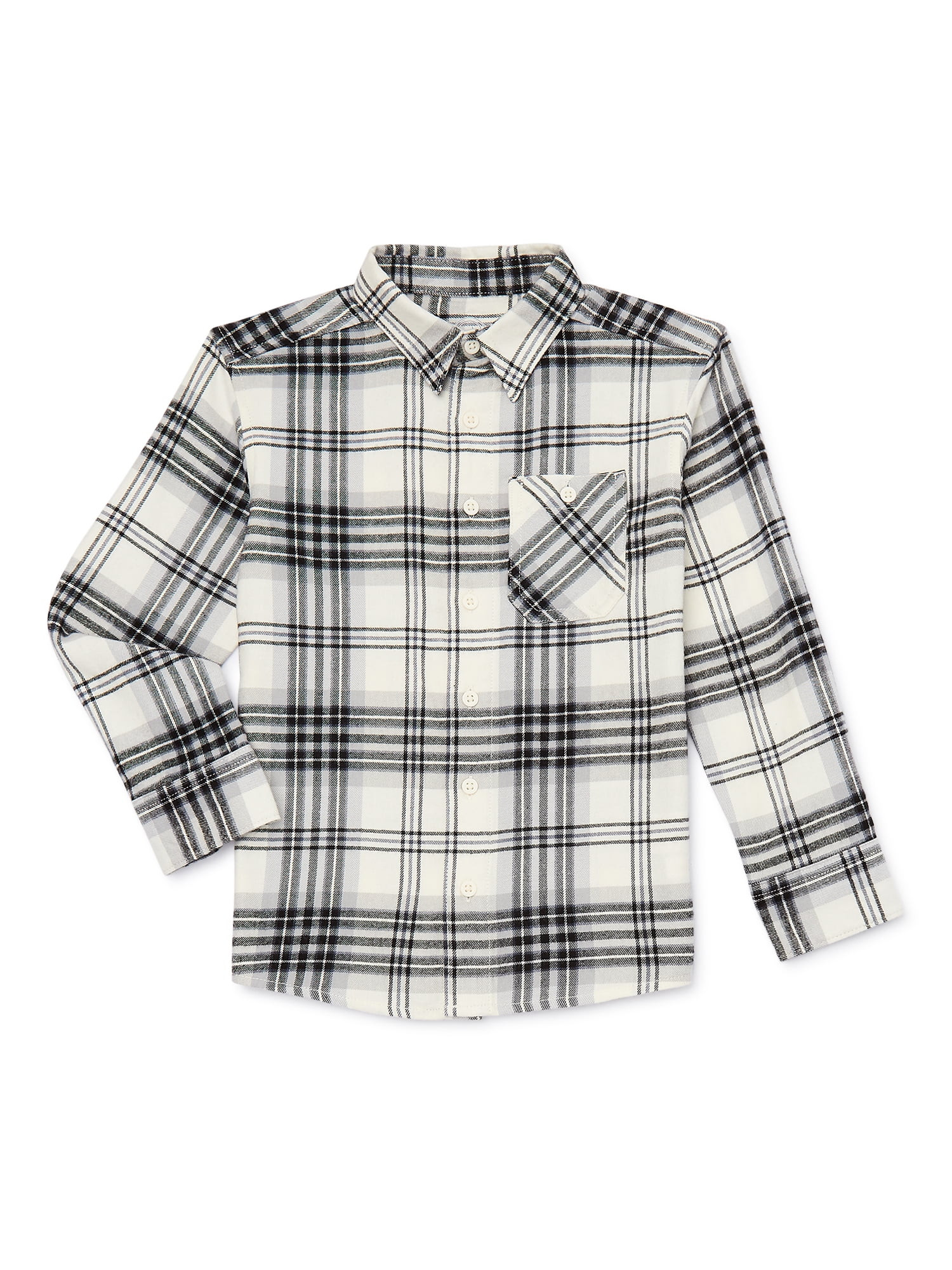Wonder Nation Boys Long Sleeve Flannel Shirt, Sizes 4-18 & Husky - Walmart.com | Walmart (US)
