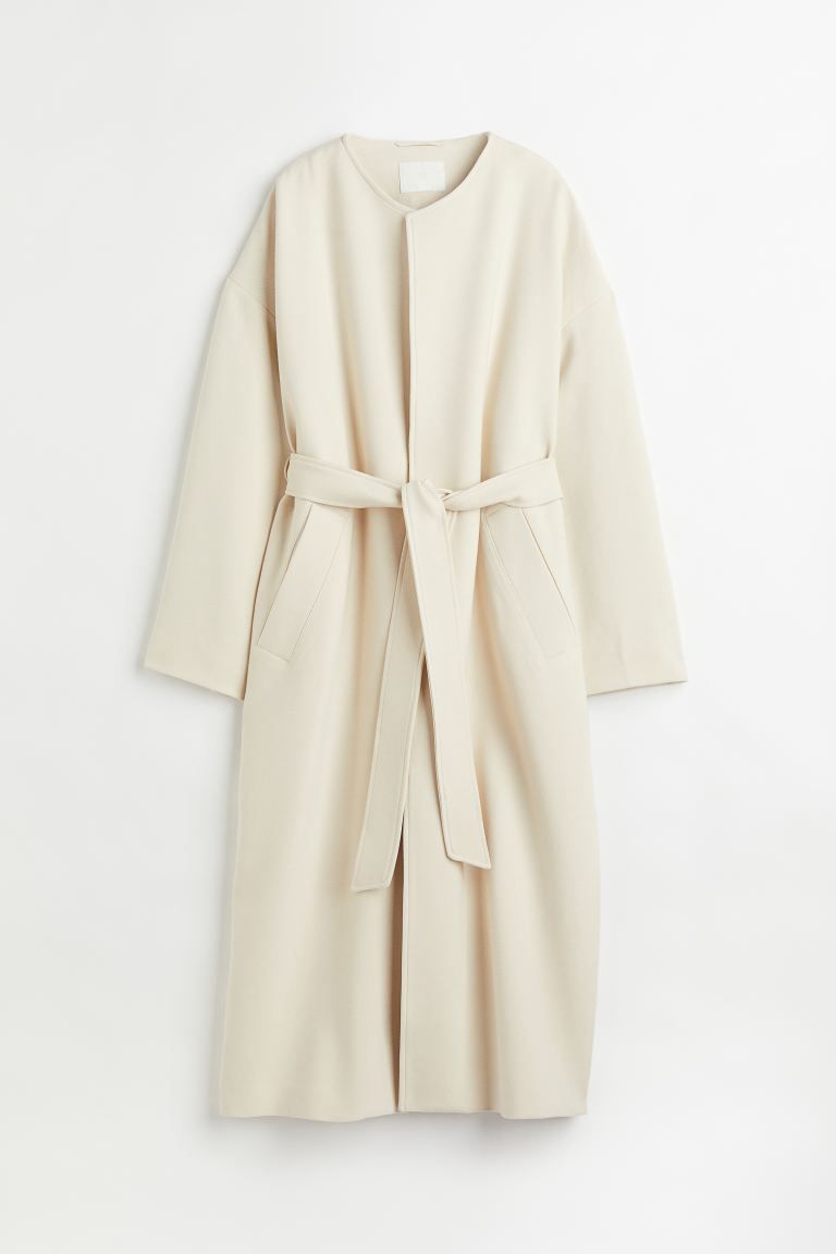 Tie-belt straight-cut coat | H&M (UK, MY, IN, SG, PH, TW, HK)