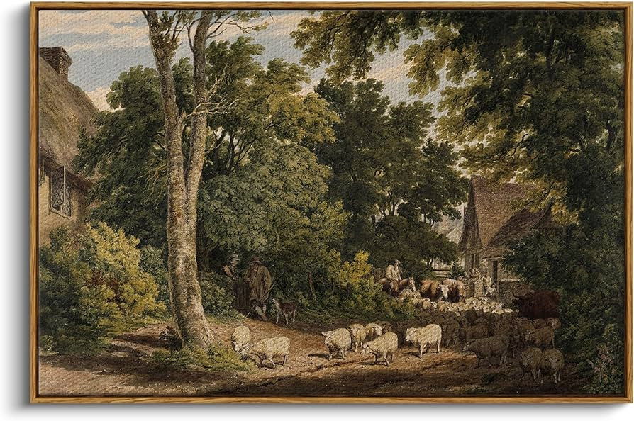 InSimSea Framed Canvas Wall Art Vintage Decor, Room Decor Classical Countryside Landscape Farmhou... | Amazon (US)