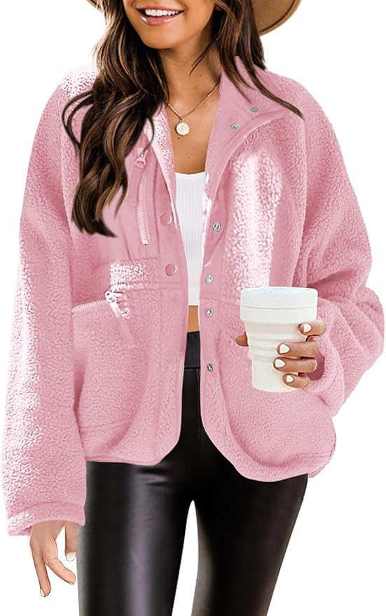 Nirovien Womens Fuzzy Fleece Jacket Button Down Sherpa Coats Casual Winter Warm Outwear with Pock... | Amazon (US)