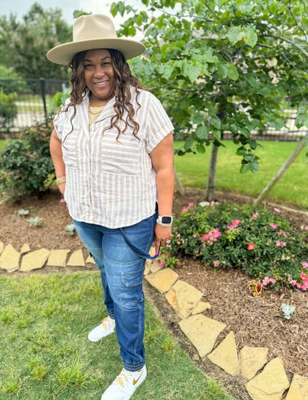 Spent the day on a farm and this outfit was perfect. The Women's Short Sleeve Collared Button-Down Shirt, denim jeans and Jordans! #farmwear #shirts #womensbuttondownshirt #womensaccessories #jordans #events #funday 

#LTKTravel
