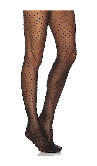 Satin Touch Dots Tights in Black | Revolve Clothing (Global)