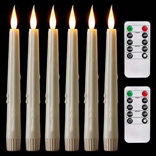 LampLust 7 Inch Flameless Taper Candles - Realistic 3D Flame with Wick, Ivory Real Wax, Flickerin... | Amazon (US)