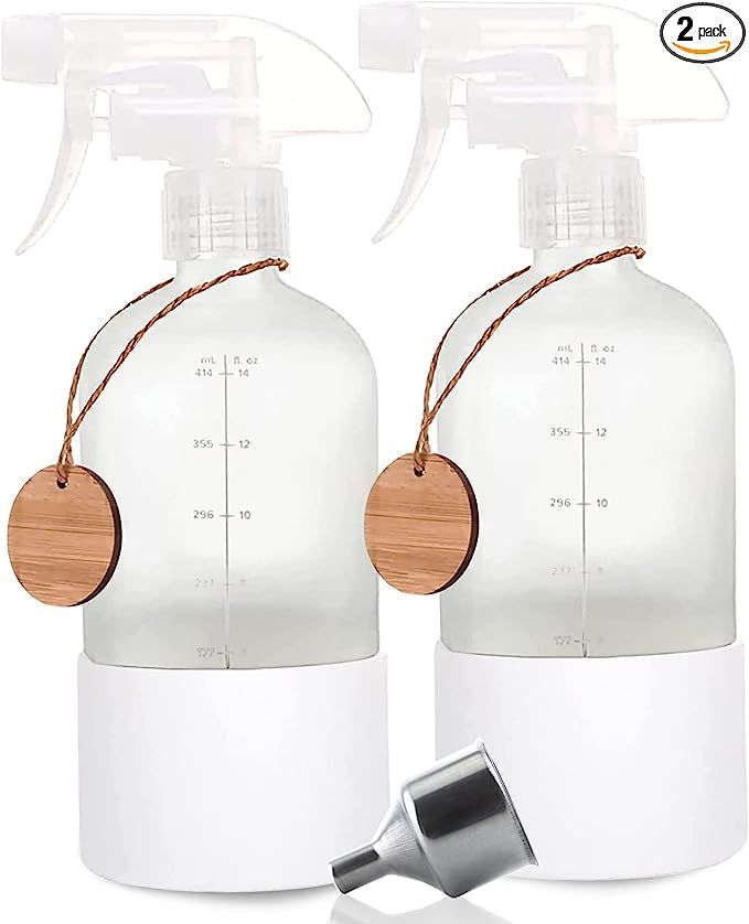 Roetell Frosted Glass Spray Bottles with Silicone Sleeve, 16oz Refillable Containers with Mist an... | Amazon (US)