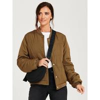 Lucy Mecklenburgh Puffer Bomber Jacket - Khaki | Very (UK)