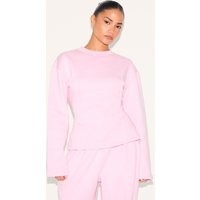 Petite Baby Pink Long Sleeve Waist Cinched Sweatshirt | PrettyLittleThing US