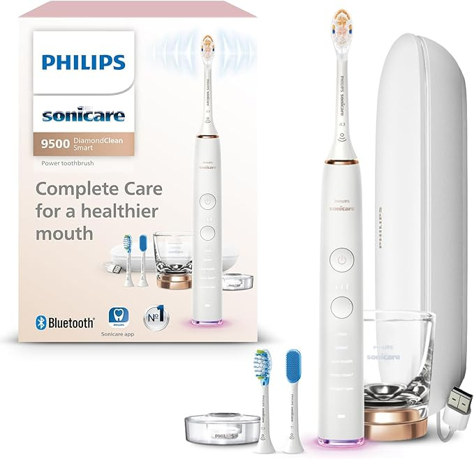 Philips Sonicare DiamondClean Smart 9500 Electric Toothbrush, Sonic Toothbrush with App, Pressure... | Amazon (US)