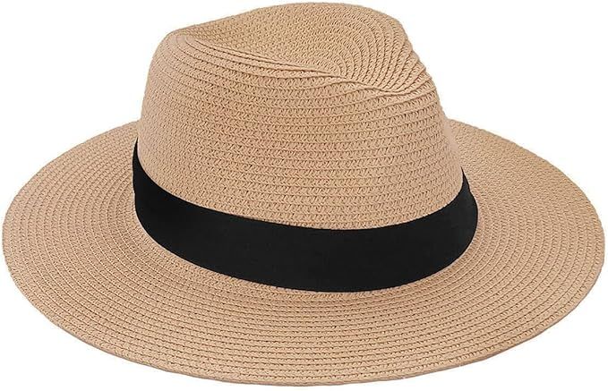 snailman Women Wide Brim Beach Hats Straw Panama Sun Hat UPF50+ | Amazon (US)