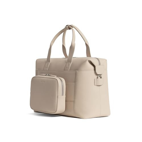 Monos Metro Duffel Vegan Leather Microfiber, Travel Duffel Bag & Weekender with Shoe Compartment, Carry-On Approved, Ivory | Amazon (US)