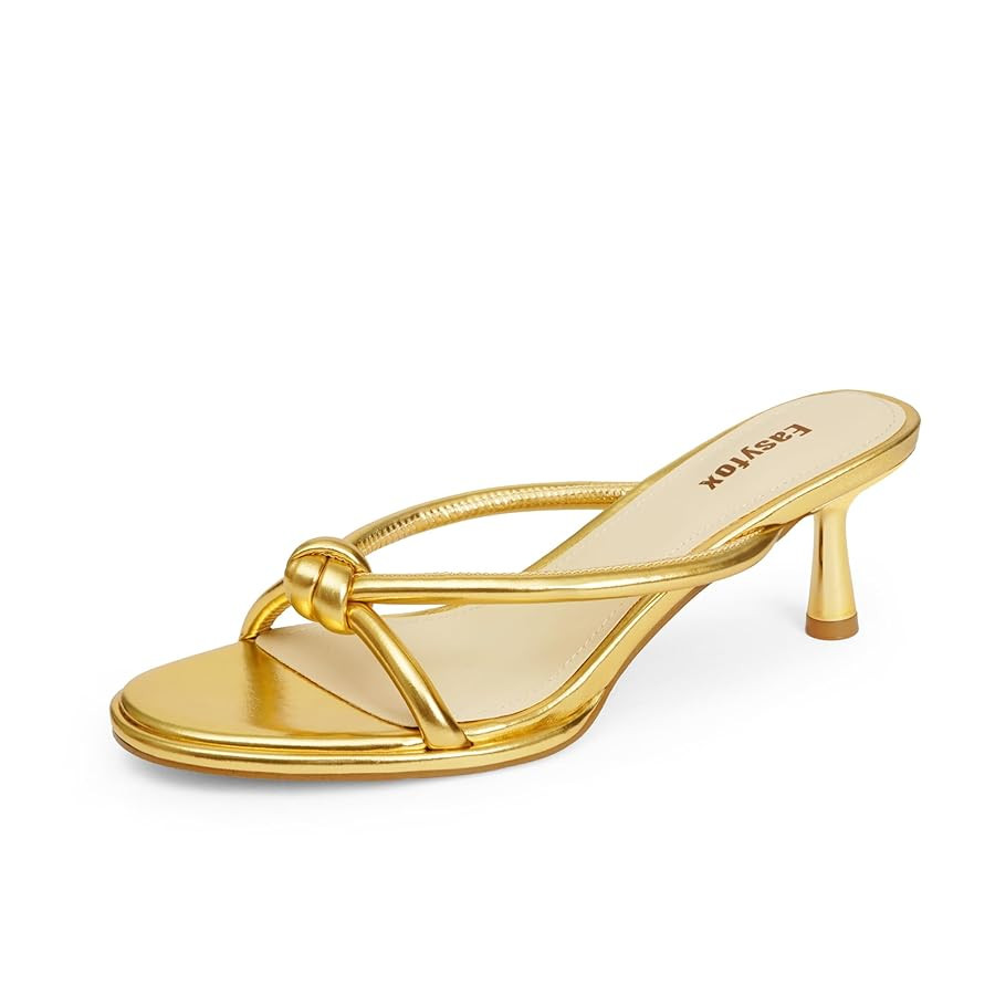 Womens Heeled Sandals Rounded Open Toe Mid Heels Slip on Bow Mules Sandals Comfort Dress Party Sh... | Amazon (US)