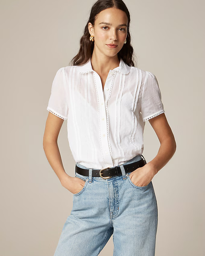 Button-up short-sleeve shirt in cotton voile | J. Crew US
