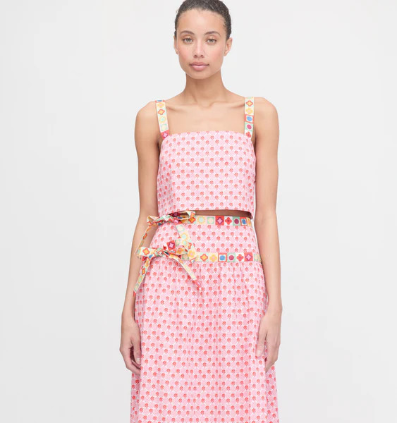 The Clara Crop Top - Pink Cala Check | Hill House Home US