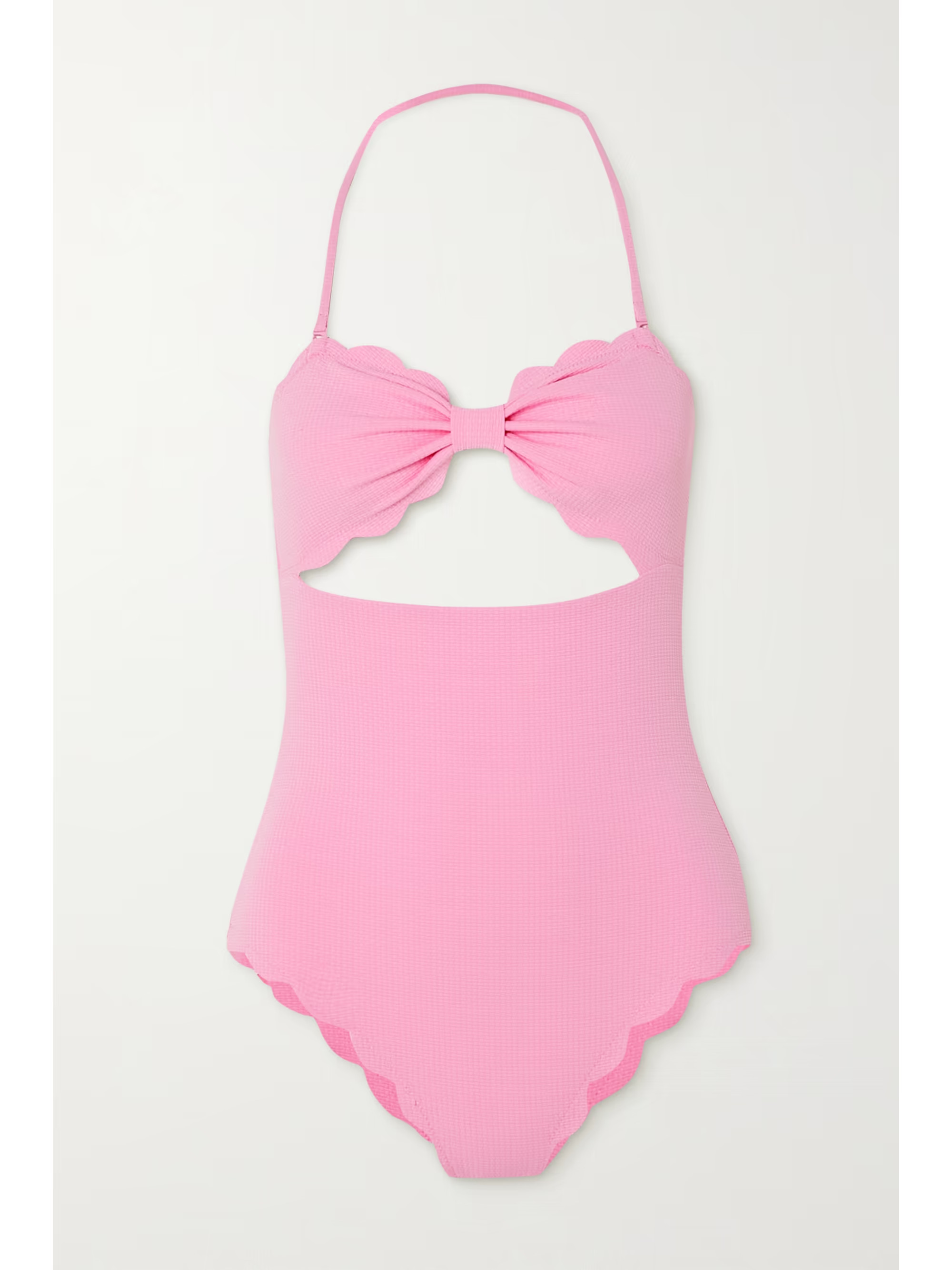 + NET SUSTAIN Antibes cutout scalloped recycled seersucker swimsuit | NET-A-PORTER (US)