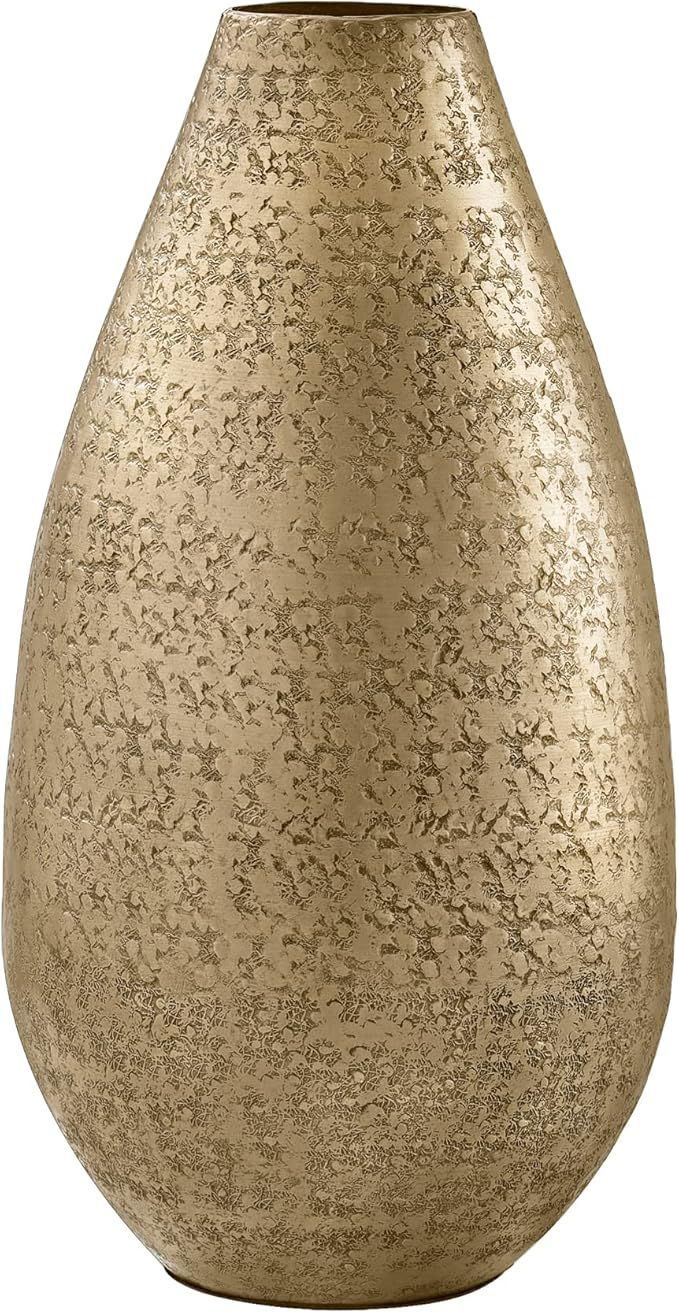 Talis Aluminum Hammered Teardrop Vase by Torre & Tagus | Rustic Gold Vases for Decor | Short Vase... | Amazon (US)