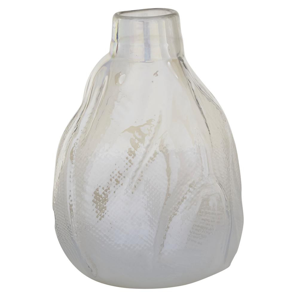 Litton Lane White Glass Contemporary Decorative Vase | The Home Depot