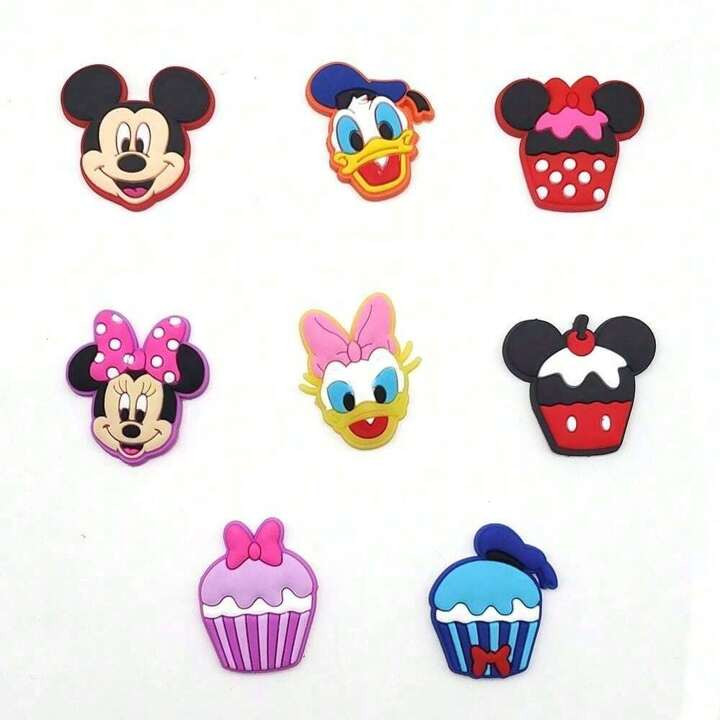 Disney 8pcs Mickey Mouse Pattern Shoe Charms Set, PVC Shoe Decorations For Beach Bag, Shoe Access... | SHEIN