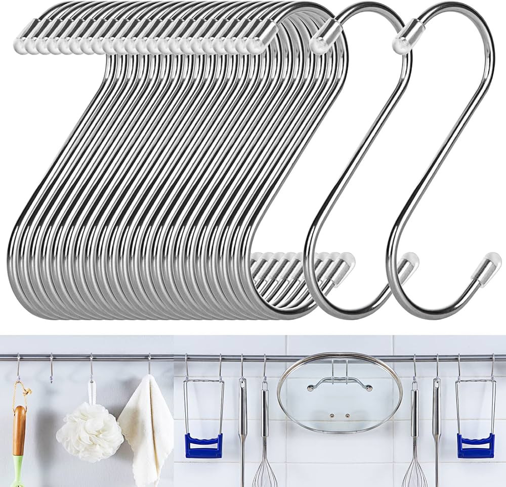 100Pcs S Hooks for Hanging 3.5 Inch S Shaped Hanging Hooks Heavy Duty S Hooks Metal Hooks for Han... | Amazon (US)