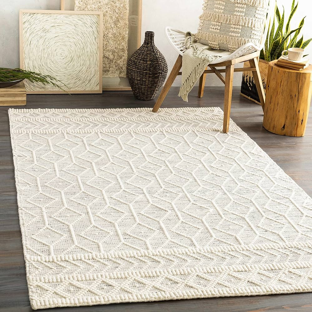 Hauteloom Carolina Wool Living Room, Bedroom Area Rug - Bohemian/Global - Black, White - 8' x 10' | Amazon (US)