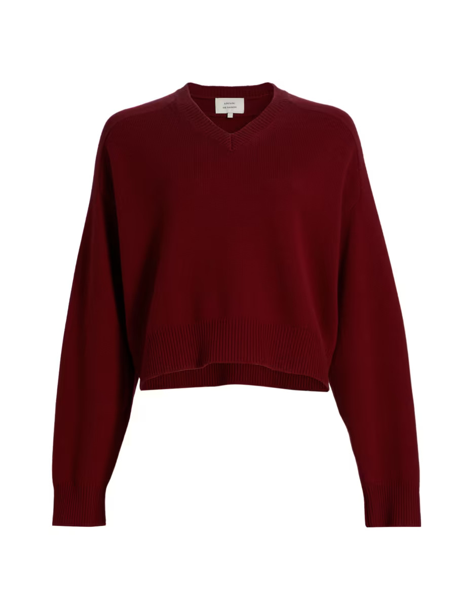 Loulou de Saison Anzor Cashmere V-Neck Boxy Sweater | Saks Fifth Avenue | Saks Fifth Avenue