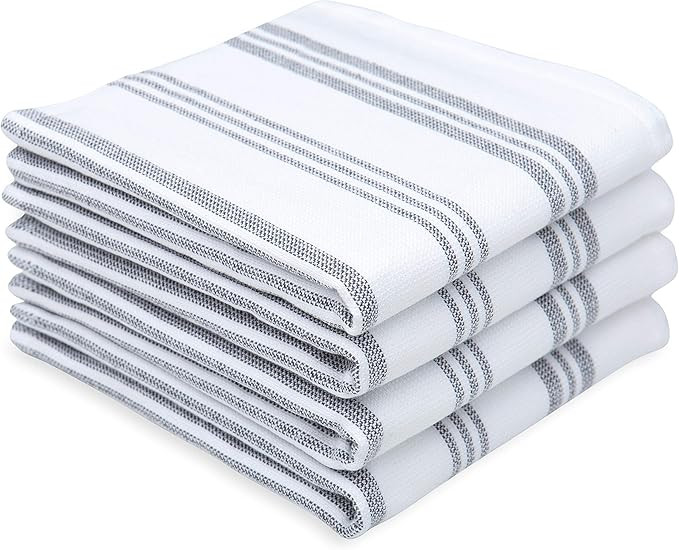 Sticky Toffee Cotton White Washcloths Set, Soft and Absorbent Terry Towels, Modern Stripe, Reusab... | Amazon (US)
