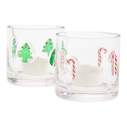Charm Holiday Inlay Glass Tealight Candle Holder Set of 2 by World Market | World Market